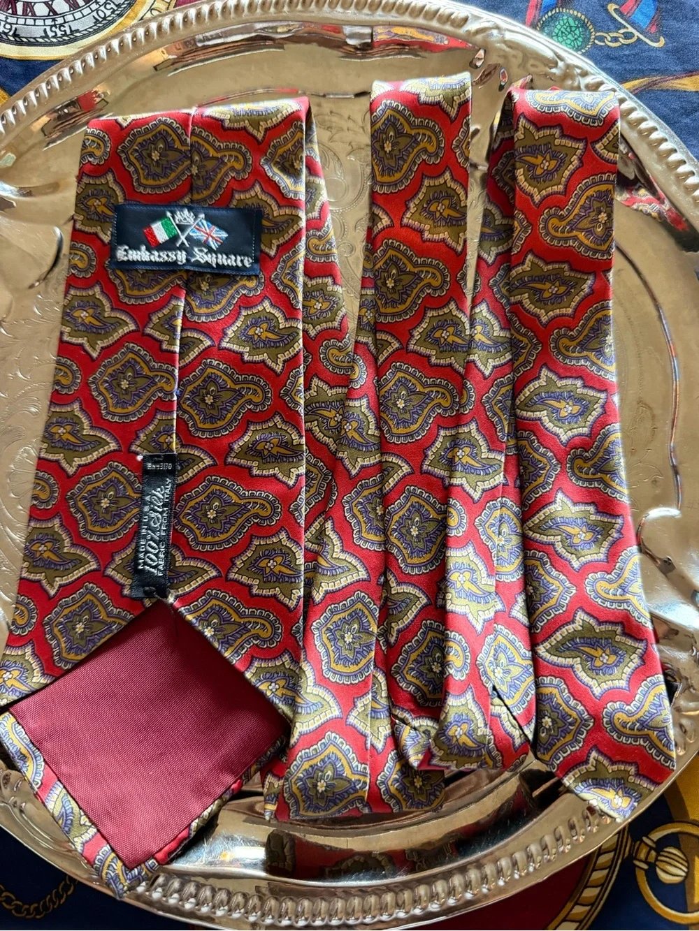Embassy Square Geometric Paisley Silk Tie